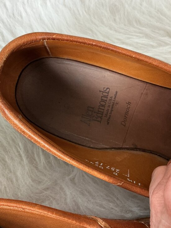 Allen Edmonds Dornoch Tan Brown Leather Penny Loafers 11.5 D main image 7
